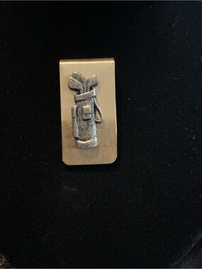 Vintage Danforth Pewter Golf Bag Money Clip with Textured Two-Tone Finish